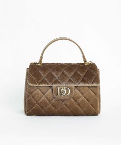 Quilted Velvet Top Handle Bag